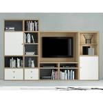 Ensemble mural TV Emporior II Avec éclairage - Blanc / Imitation chêne