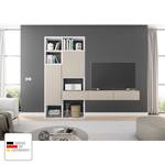 Wandmeubel Emporior IV Hoogglans wit/Mat Lichtbeige - 249cm - Mat Wit/Mat Lichtbeige - Breedte: 249 cm