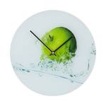 Uhr Apple Grün - Weiß - Glas - Tiefe: 3.6 cm