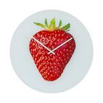 Wandklok Strawberry Rood - Wit - Glas - Diepte: 3.6 cm