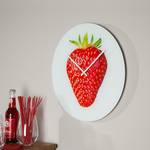 Wandklok Strawberry Rood - Wit - Glas - Diepte: 3.6 cm