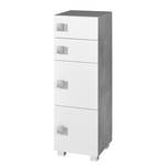 Armoire basse Genf Blanc brillant / Gris 2 portes tiroirs