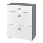 Armoire basse Genf Blanc brillant / Gris 3 tiroirs