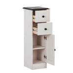 Armoire basse Senna I Pin massif - Blanc / Havane