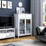 Armoire basse Karelien Pin massif - Blanc