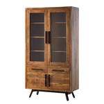 Armoire vitrine Amla Acacia massif / Métal - Acacia / Anthracite