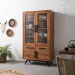 Armoire vitrine Amla Acacia massif / Métal - Acacia / Anthracite