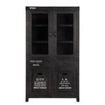 Armoire vitrine Keyport Manguier massif - Gris cendres / Noir