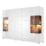 Vogue buffet blanc brillant / noyer - Avec 4 portes et 4 tiroirs