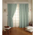 Tenda con fettuccia arricciatende Blu chiaro fiori piccoli arriciatende celeste 130x260 cm