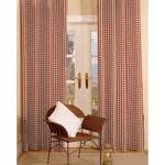 Tenda con occhielli Color beige/rosso a quadri - 130x260 cm