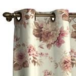 Gordijn met lussen bordeauxrood met beige rozen - 130x260cm