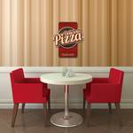 Wandschild Pizza Multicolor - Weiß - Naturfaser - 48 x 50 x 1.4 cm