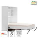 Wandklapbed KiYDOO Wit/notenboomhouten look - 110 x 205cm - Bonell-binnenveringmatras