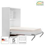 Wandklapbed KiYDOO Wit/notenboomhouten look - 140 x 205 cm - Koudschuimmatras