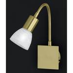 Wandlamp Angola mat messing/albastkleurig glas - met schakelaar en flexibele arm - met 1 lichtbron