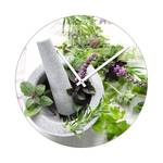 Wandklok Herbage pestle II Groen - Meerkleurig - Glas - Diepte: 3.6 cm