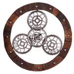 Horloge murale Pinion Bois recyclé - Marron / Argenté