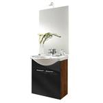 Mobile da bagno Auro piccolo, effetto noce/Nero Set mobili lavabo Auro - piccolo, struttura in noce/Nero - Con illuminazione