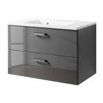 Meuble lavabo Ancona Gris brillant / Gris graphite - Largeur : 80 cm