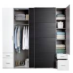 Armoire à vêtements Lotto IV Blanc alpin / Imitation chêne noir - Largeur : 225 cm - Sans cadre passepartout