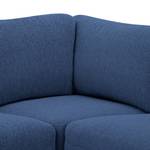 Wohnlandschaft Bora Webstoff Webstoff Anda II: Blau - Longchair davorstehend links / Ottomane rechts - Eiche