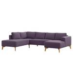 Wohnlandschaft Bora Webstoff Webstoff Anda II: Violett - Longchair davorstehend rechts / Ottomane links - Eiche