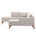 Wohnlandschaft Bora Webstoff Webstoff Saia: Beige - Longchair davorstehend rechts / Ottomane links - Eiche