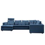 Wohnlandschaft Brooklyn II Webstoff Webstoff Anda II: Blau - Longchair davorstehend links