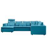 Zithoek Brooklyn II geweven stof Geweven stof Anda II: Turquoise - Longchair vooraanzicht links