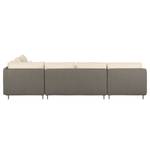 Hoekbank Cromwell geweven stof - Beige/bruin - Longchair vooraanzicht links/Ottomaan rechts