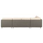 Wohnlandschaft Cromwell Webstoff Webstoff - Beige / Braun - Longchair davorstehend rechts / Ottomane links