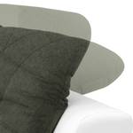 Canapé panoramique Damien (convertible) Imitation cuir / Tissu - Blanc / Anthracite - Méridienne courte à gauche / longue à droite (vue de face)