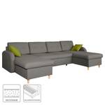 Canapé panoramique Eastville Convertible- Tissu - Gris / Vert pistache - Avec fonction couchage