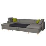 Canapé panoramique Eastville Convertible- Tissu - Gris / Vert pistache - Avec fonction couchage