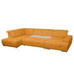 Wohnlandschaft Grafton Webstoff Orange - Longchair davorstehend rechts / Ottomane links - Schlaffunktion