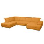 Wohnlandschaft Grafton Webstoff Orange - Longchair davorstehend rechts / Ottomane links - Schlaffunktion