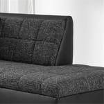 Canapé panoramique Henderson Avec méridienne à droite - Cuir synthétique / Tissu structuré - Noir / Anthracite - Méridienne à droite avec fonction couchage