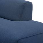 Wohnlandschaft HUDSON Webstoff Anda II: Blau - Longchair davorstehend links / Ottomane rechts