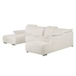 Wohnlandschaft Palmerston Webstoff Creme - Longchair davorstehend links / Ottomane rechts