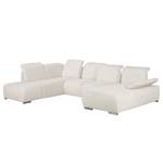 Wohnlandschaft Palmerston Webstoff Creme - Longchair davorstehend rechts / Ottomane links