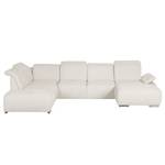 Wohnlandschaft Palmerston Webstoff Creme - Longchair davorstehend rechts / Ottomane links