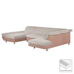 Hoekbank Rebeka microvezel/structuurstof longchair vooraanzicht rechts - Camel/beige