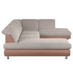 Hoekbank Rebeka microvezel/structuurstof longchair vooraanzicht rechts - Camel/beige