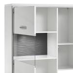 Highboard Kushiro III hoogglans wit/grijs - Glazendeur links