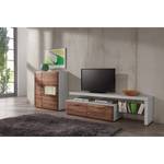 Tv-meubel Solano II deels massief - Notenboomhout/platina bruin - Glazendeur links - Zonder verlichting