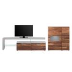 Tv-meubel Solano II deels massief - Notenboomhout/platina bruin - Glazendeur rechts - Zonder verlichting