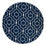 Wollen vloerkleed Olten wol - Donkerblauw/wit