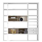 XL open kast Emporior II wit/eikenhoutimitatie - Hoogglans wit/Sonoma eikenhoutkleurig - Met verlichting