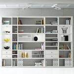 Etagère XXL Emporior II Blanc - Blanc crème - Avec éclairage